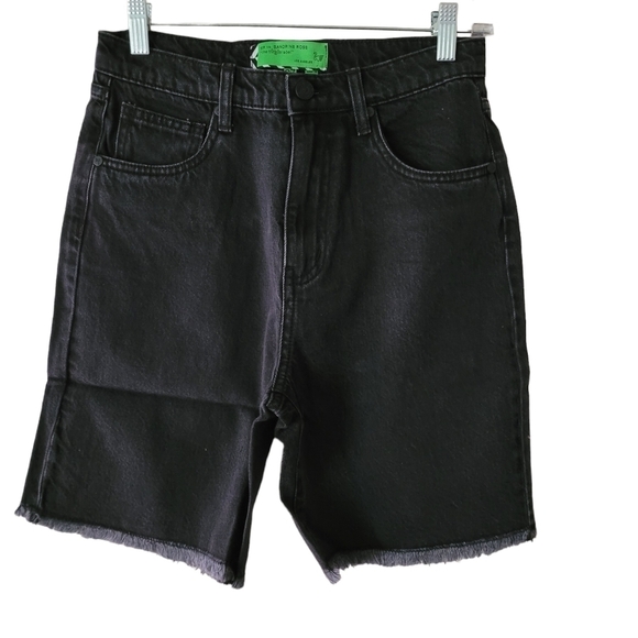 Free People x Sandrine Rose Black Bermuda Jean Shorts Size 27 - Picture 1 of 8